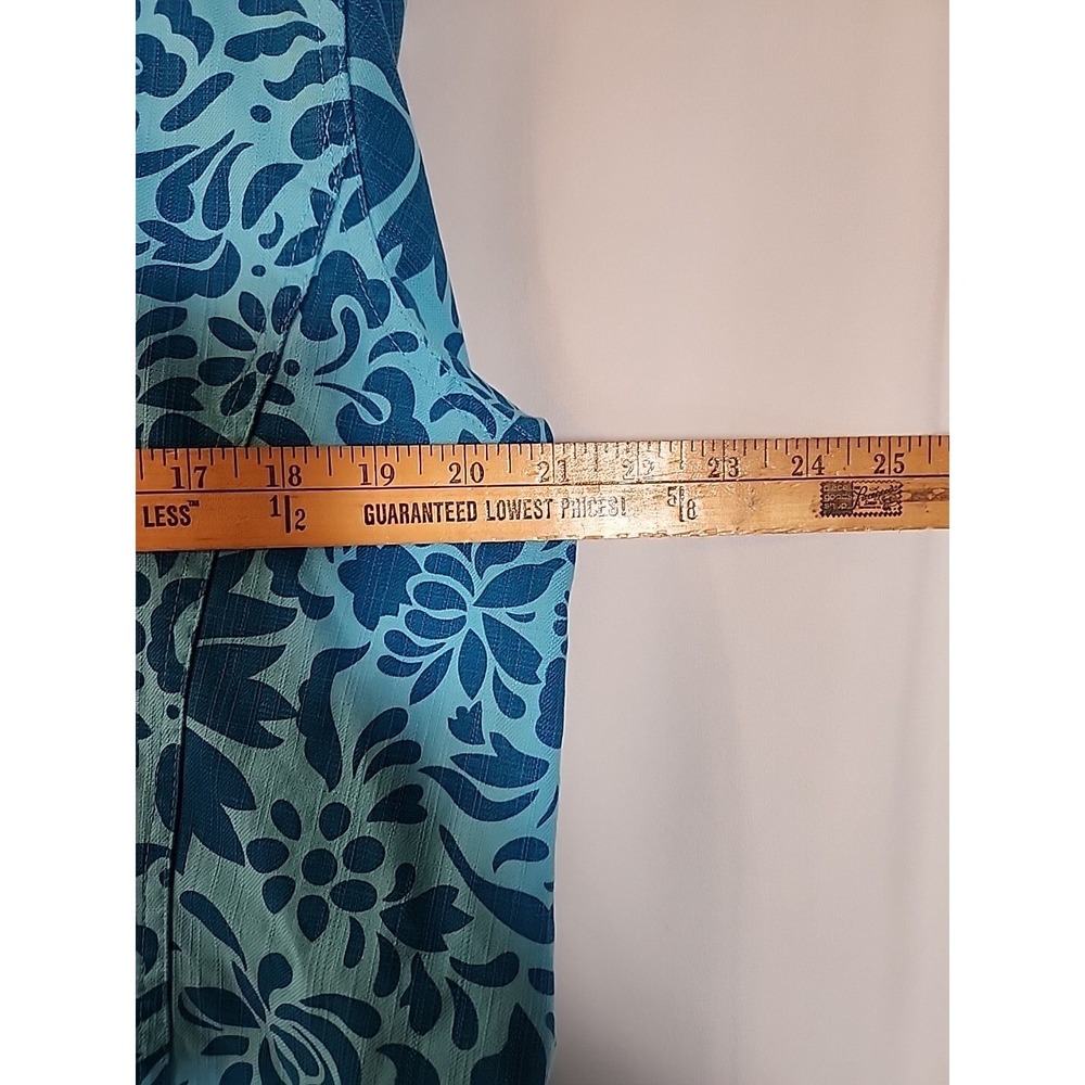Coldwater Creek Floral‎ Jacket Long Sleeve Teal Blue Full Zip Lined Womens L - Picture 15 of 16